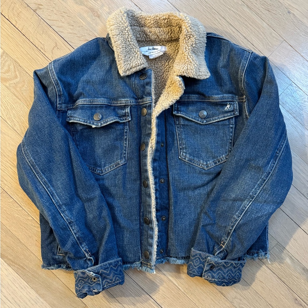 Sam Edelman Blue Denim Jacket with Sherpa Lining